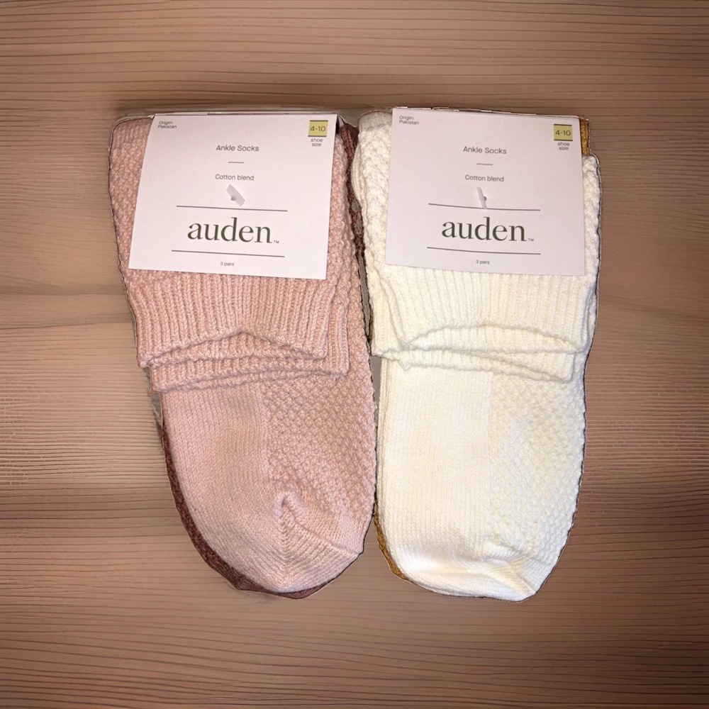 Auden Brand Cotton Blend Ankle Socks - Women's Size 4-10 - 6 Pair
